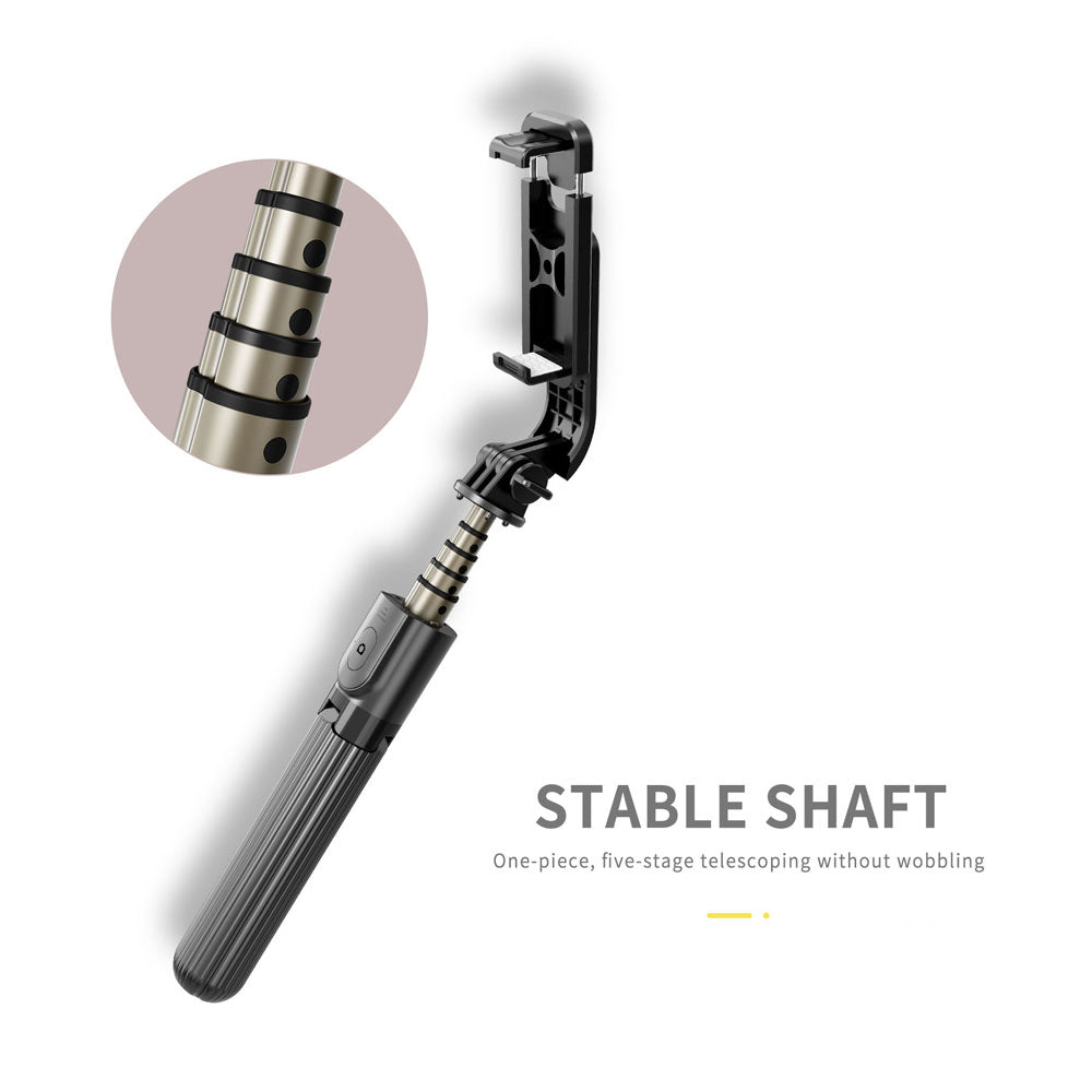 Techsuit - Selfie Stick (L03) - Stable Tripod with Bluetooth Remote Control, Aluminium Alloy, 83cm - Black