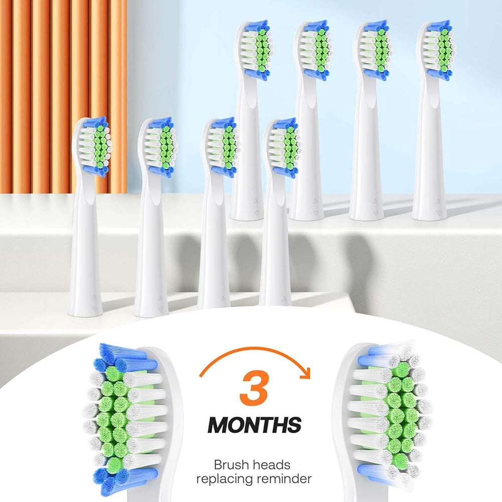 Bitvae - Electric Toothbrush Daily (D2) - Ultrasonic, 8 Heads, Case, Timer, 5 Modes, W-shape Bristles, Rechargeable - Pi