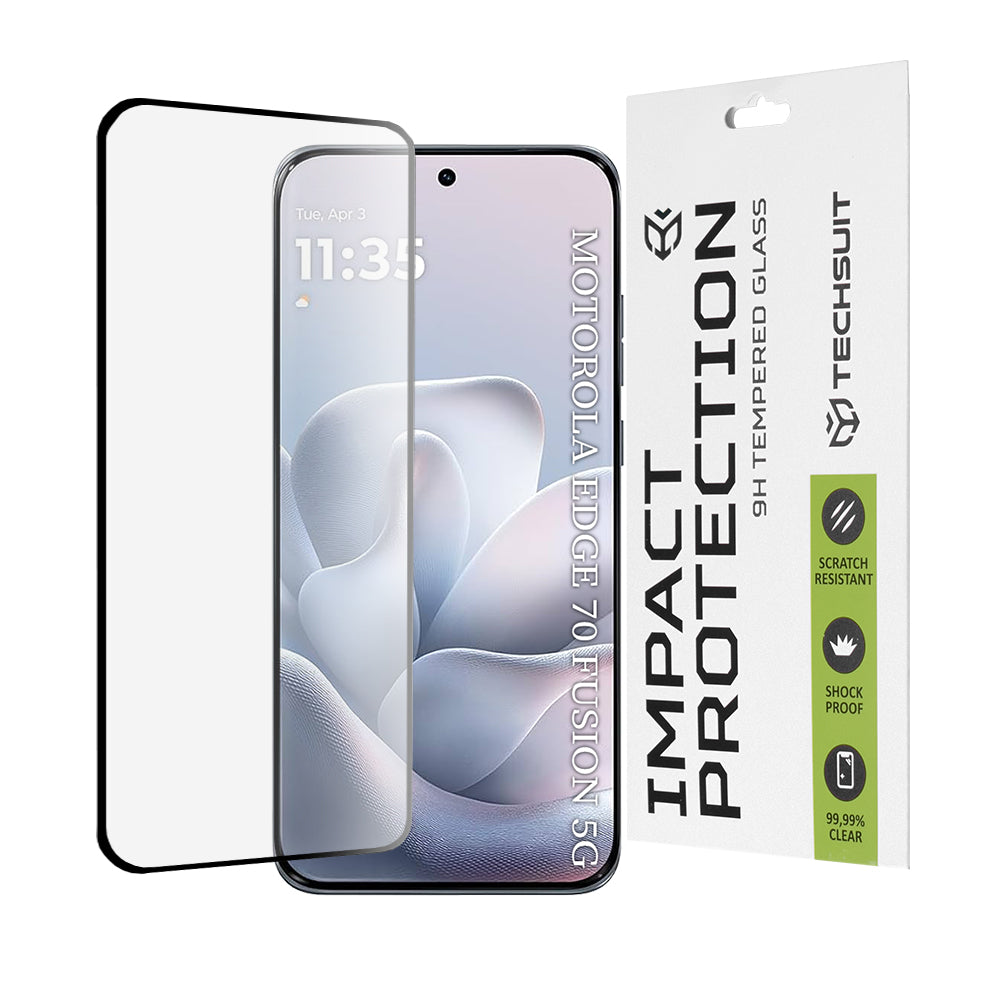 Techsuit - 111D Full Cover / Full Glue Glass / 3D Curved Screen - Motorola Edge 70 Fusion - Black