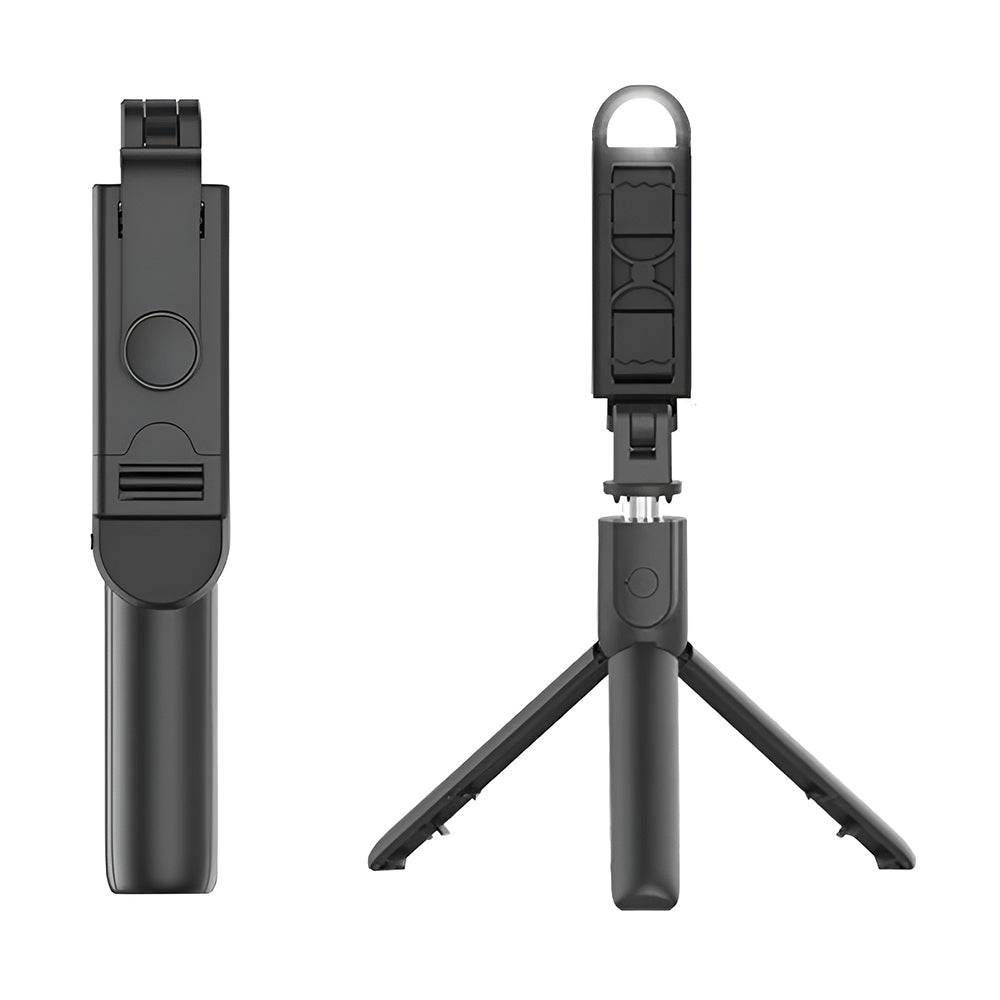 Techsuit - Mini Selfie Stick (S05-S) - Compact Tripod Mount with Bluetooth Remote Control, LED Light, Foldable, 105cm - 