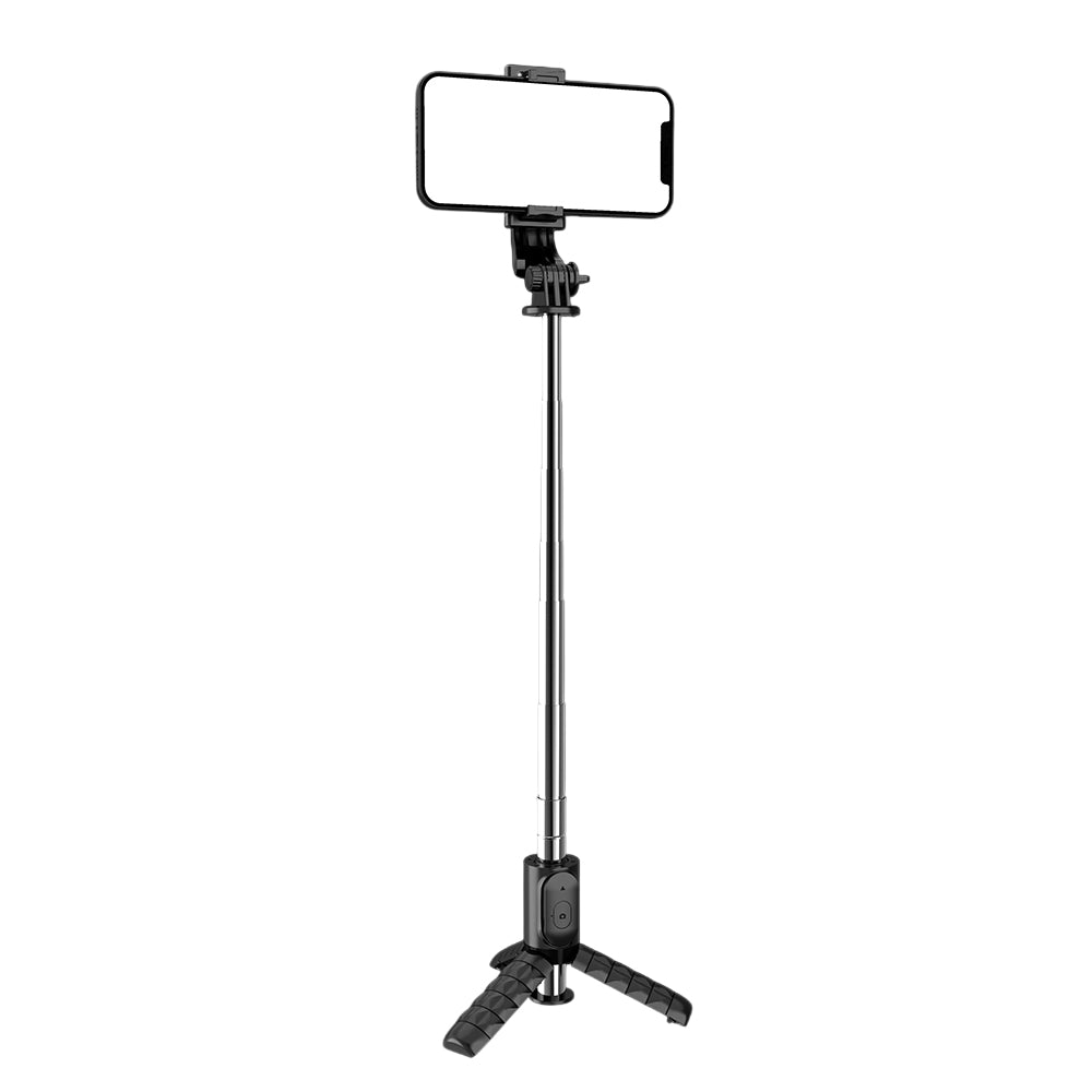 Techsuit - Mini Selfie Stick (Q11) - Stable Tripod with Bluetooth Remote Control, 360 Rotation, Stainless Steel, 74cm - 