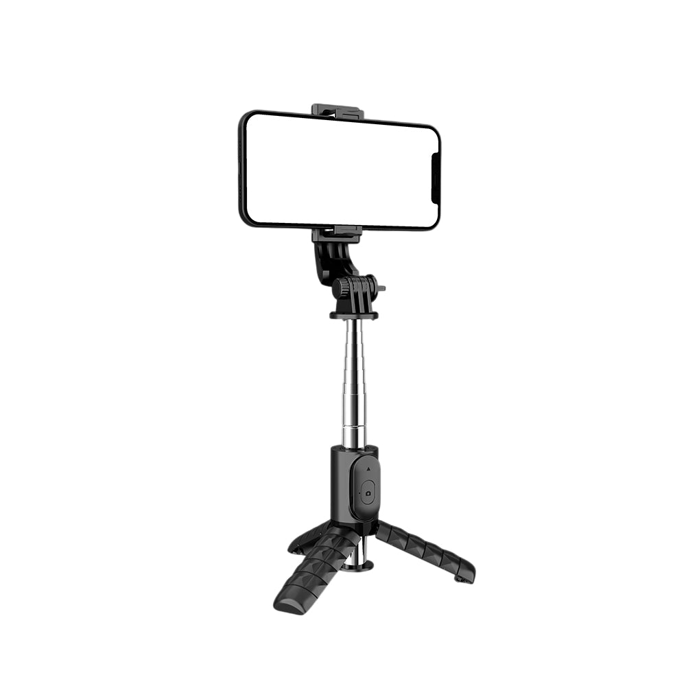Techsuit - Mini Selfie Stick (Q11) - Stable Tripod with Bluetooth Remote Control, 360 Rotation, Stainless Steel, 74cm - 