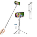 Techsuit - Selfie Stick (Q01) - with Bluetooth Remote Control and Stable Tripod Mount, 101cm - White