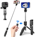 Techsuit - Selfie Stick (L02) - Stable Tripod with Bluetooth Remote Control, GoPro Compatible, 360 Rotation, 100cm - Bla