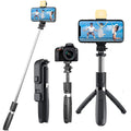 Techsuit - Selfie Stick (L02s) - Stable Tripod with Bluetooth Remote Control and Fill Light, Stainless Steel, 104cm - Bl