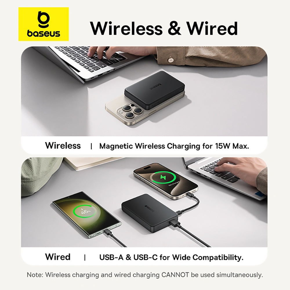 Baseus - Power Bank Airpow II (P10080000123-00) - Magnetic, Qi2 Technology, 22.5W, 10000mAh - Black