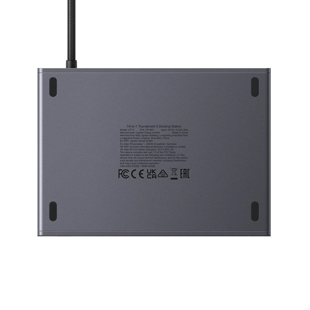 Ugreen - Docking Station U712 10in1 (75795F) - Fast Charging, 2x Thunderbolt 5, 3x USB, RJ45, DP, SD/TF, 8K@60Hz, 120Gbp