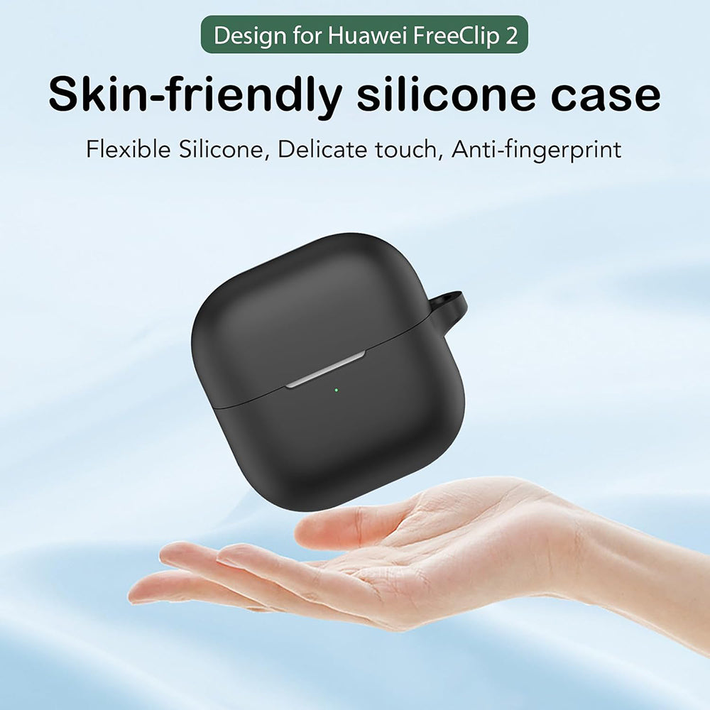 TechSuit Casti Techsuit Silicone Case, for Huawei FreeClip 2, Smooth Ultrathin Material, Negru – imagine 6