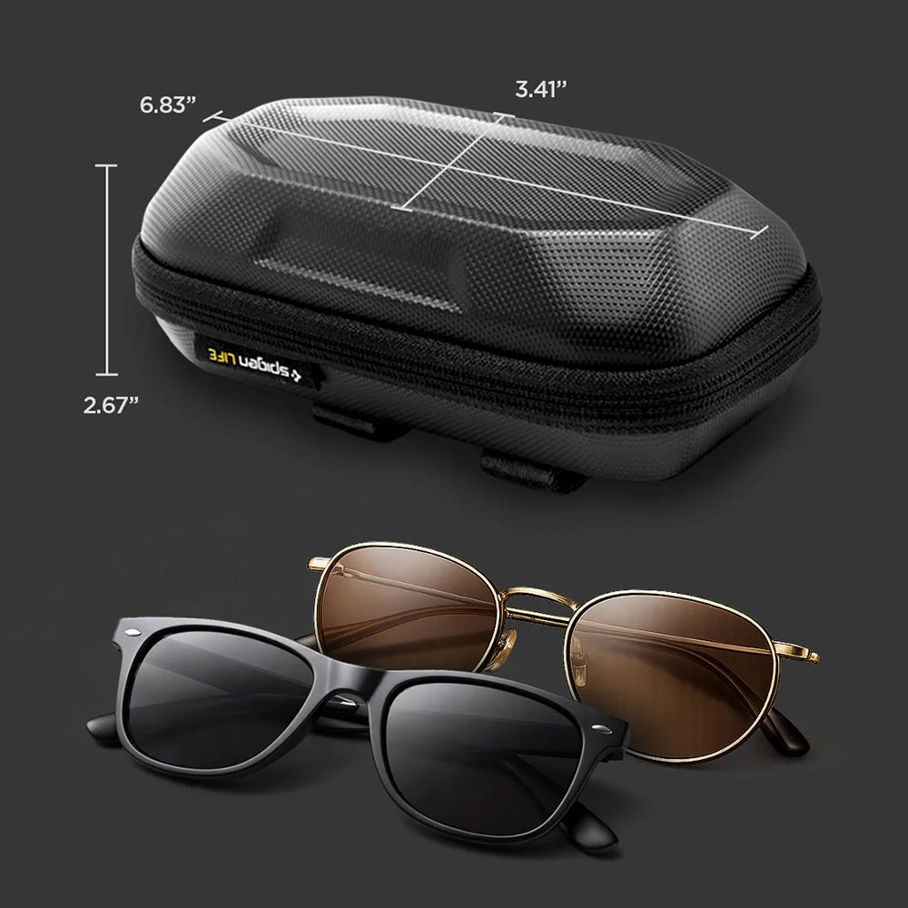 Spigen Sunglass Case Lock Fit LF520 (ACS09444), Universal, with Zipper, Built-in Metal Clip and Bottle Opener, Negru – i