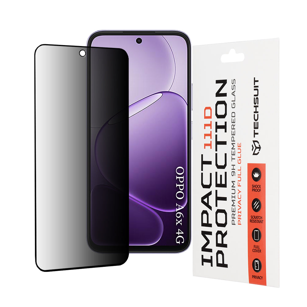TechSuit Folie de protectie Techsuit 111D Privacy Full Glue compatibil cu Oppo A6x 4G / A6x 5G, Negru