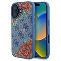 Husa pentru iPhone 16 - Guess Hardcase 4G Flower Print MagSafe (GUHMP16SP4ROPEMCB) - Blue