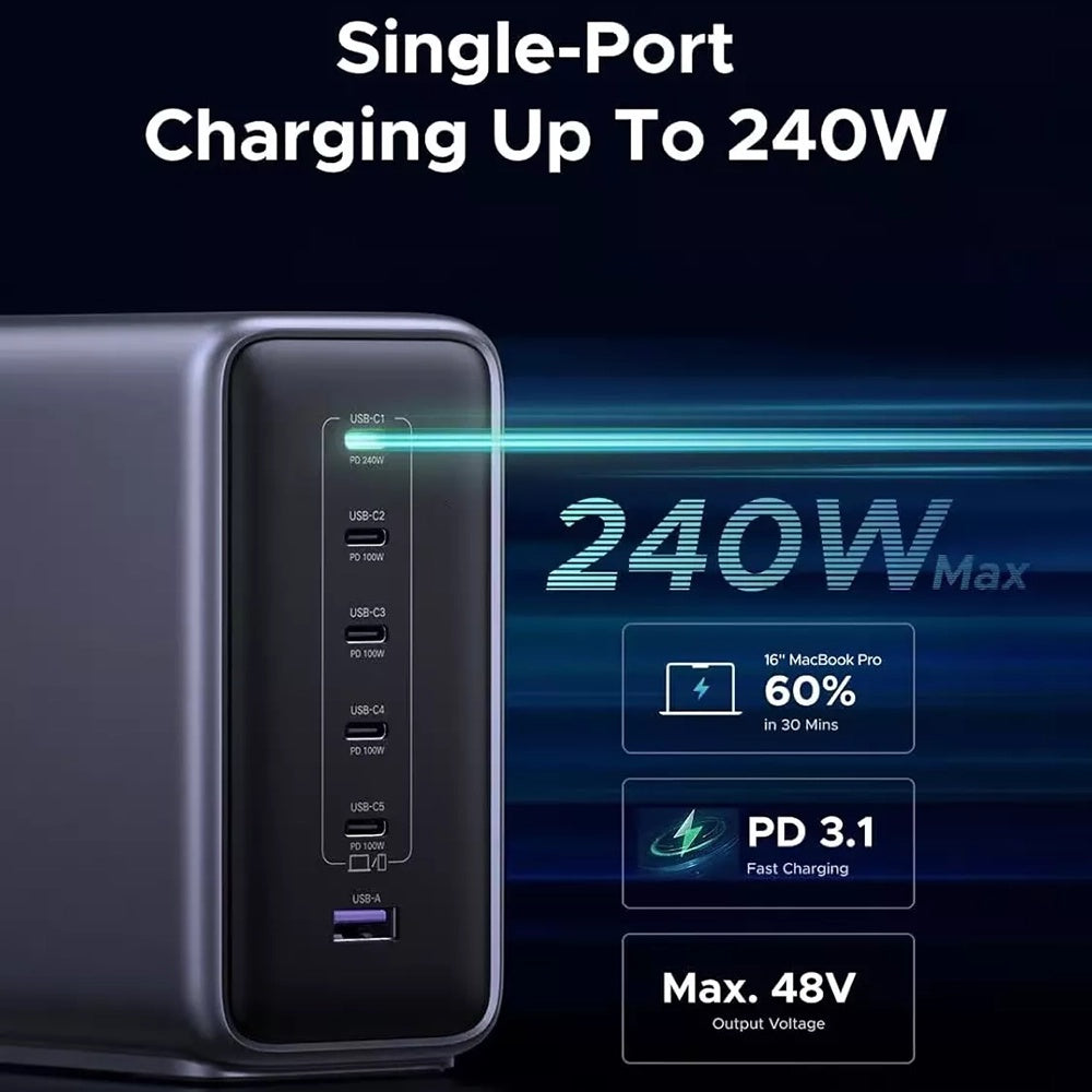 Ugreen Incarcator Ugreen Charging Station Nexode X759 (55550), GaN, Fast Charge, USB, 5x Type-C, PD 3.1, 500W, 2m, Gri –