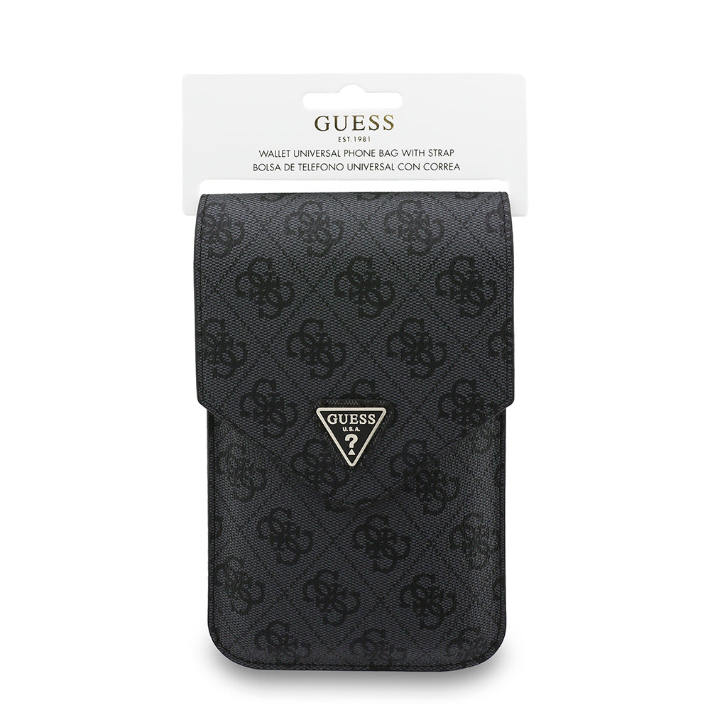 Guess Suport Guess Universal Wallet Triangle 4G (GUCWB2P4BLTRK), Adjustable Strap, Eco-Leather, Two Layer, Negru – imagi