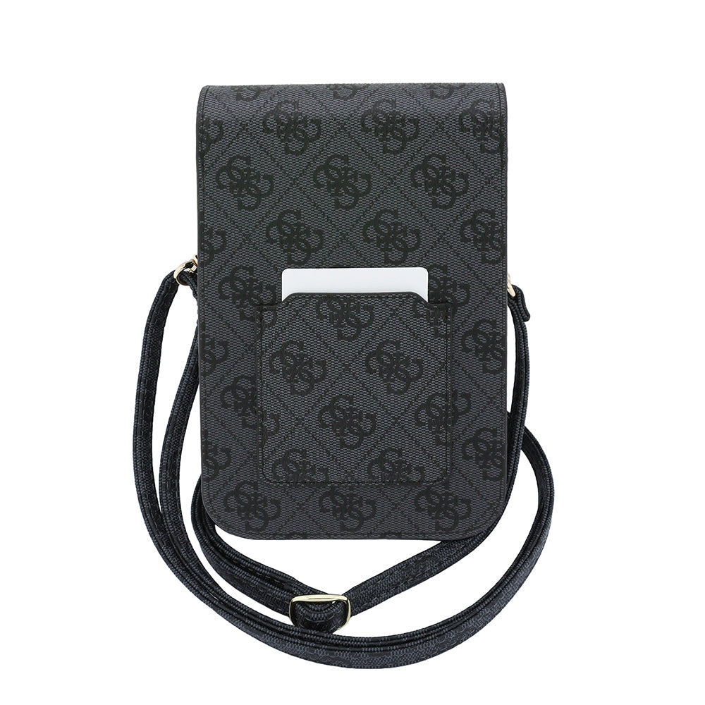 Guess Suport Guess Universal Wallet Triangle 4G (GUCWB2P4BLTRK), Adjustable Strap, Eco-Leather, Two Layer, Negru – imagi