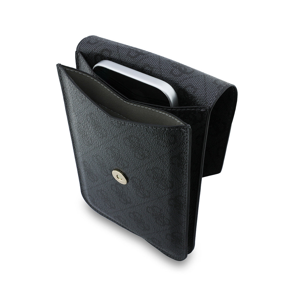 Guess Suport Guess Universal Wallet Triangle 4G (GUCWB2P4BLTRK), Adjustable Strap, Eco-Leather, Two Layer, Negru – imagi