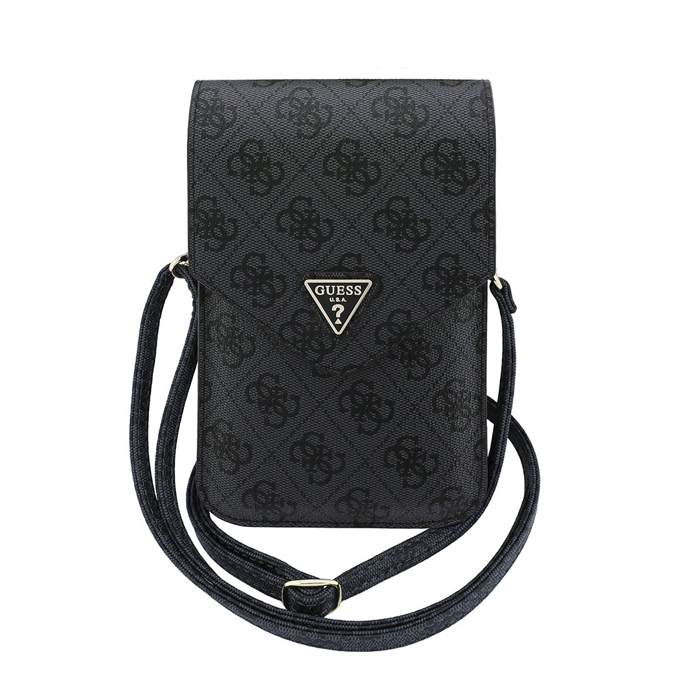 Guess Suport Guess Universal Wallet Triangle 4G (GUCWB2P4BLTRK), Adjustable Strap, Eco-Leather, Two Layer, Negru
