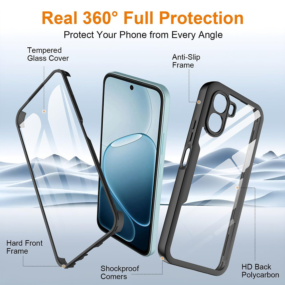 TechSuit Folie de protectie Techsuit ColorVerse 360 Series + compatibil cu Oppo A6x 4G / A6x 5G / A6k 4G, Negru – imagin