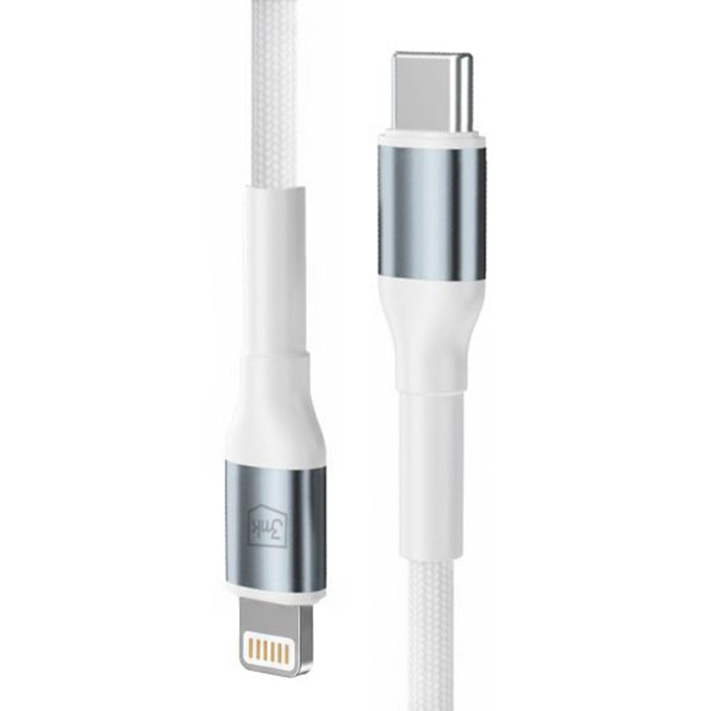 Cablu 3mk Hyper N-Series, USB-C la Lightning, 27W, 2m, Alb