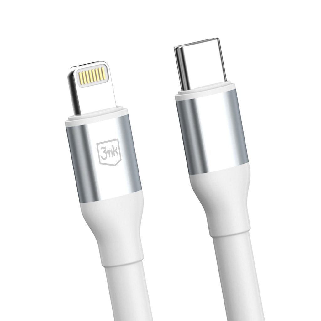 Cablu 3mk Hyper N-Series, USB-C la Lightning, 27W, 1m, Alb