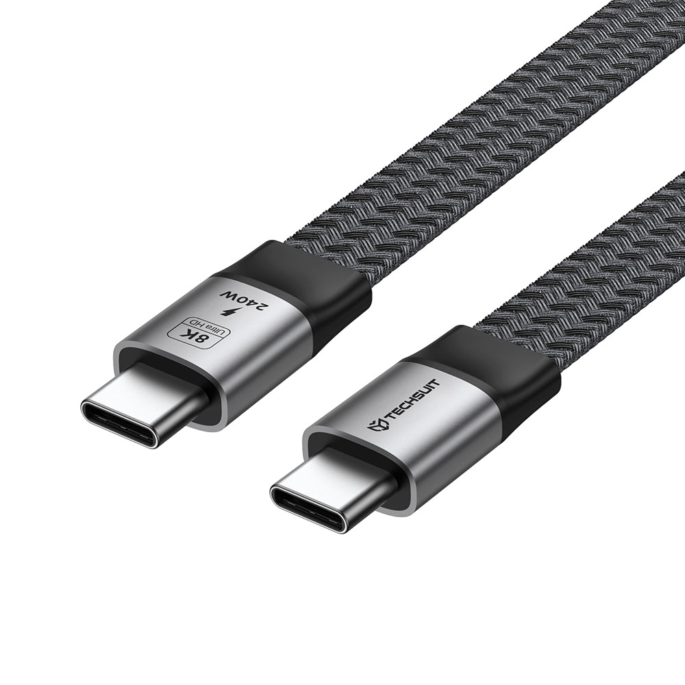 Cablu Techsuit ElysiumSync Pro (CX1), Type-C, PD240W, 1m, Gri