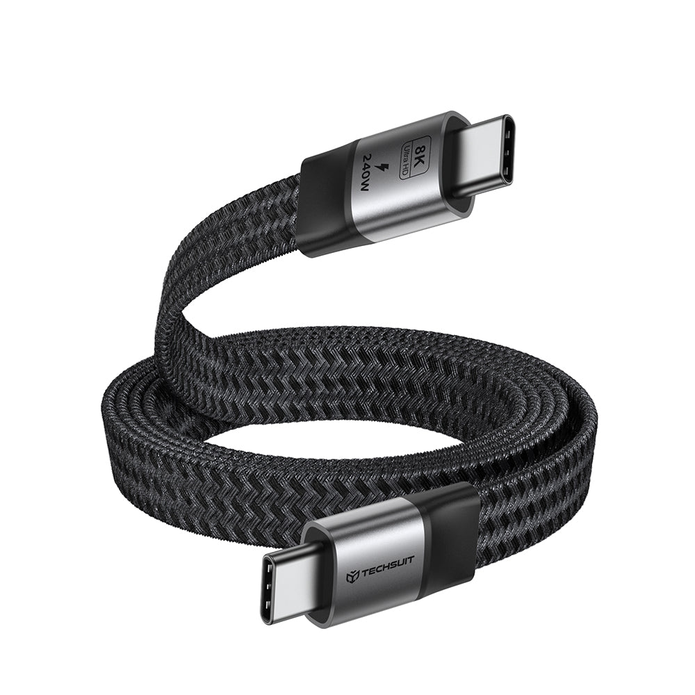 Cablu Techsuit ElysiumSync Pro (CX1), Type-C, PD240W, 1m, Gri