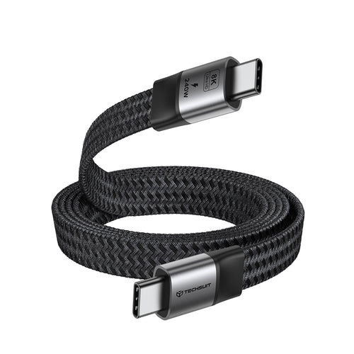 Cablu Techsuit ElysiumSync Pro (CX1), Type-C, PD240W, 1m, Gri
