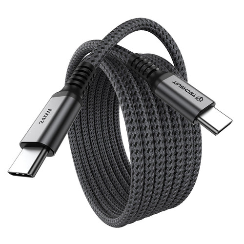Cablu Techsuit TitanSync Pro (CX2), Type-C, PD240W, 2m, Gri