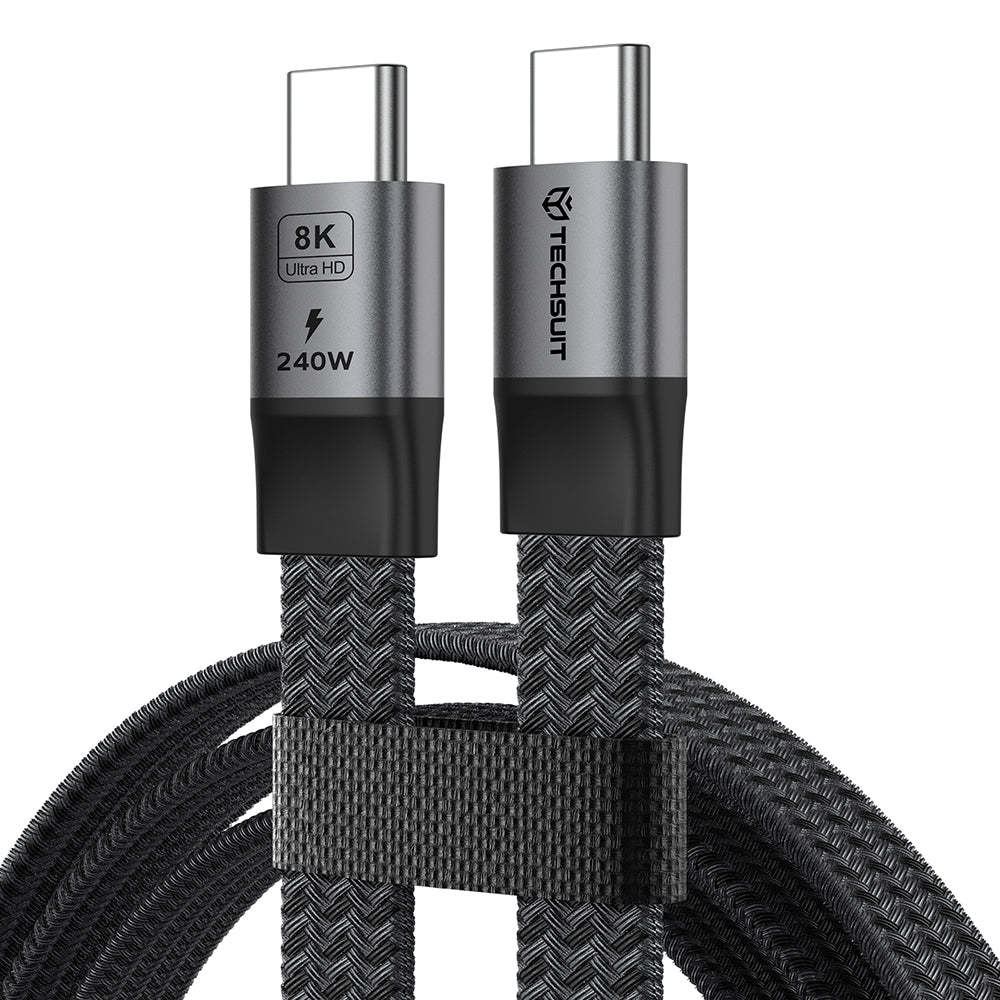 Cablu Techsuit ElysiumSync Pro (CX1), Type-C, PD240W, 1m, Gri