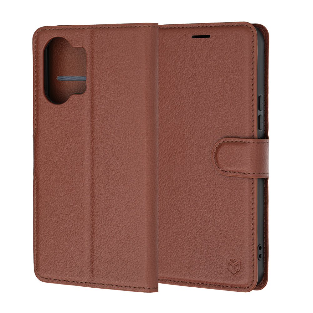 Husa de protectie Techsuit Leather Folio compatibil cu Xiaomi Poco X8 Pro Max, Maro