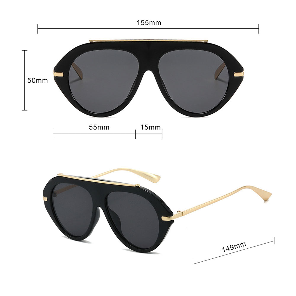 Ochelari de Soare Techsuit (8092), Oversized Aviator, Negru