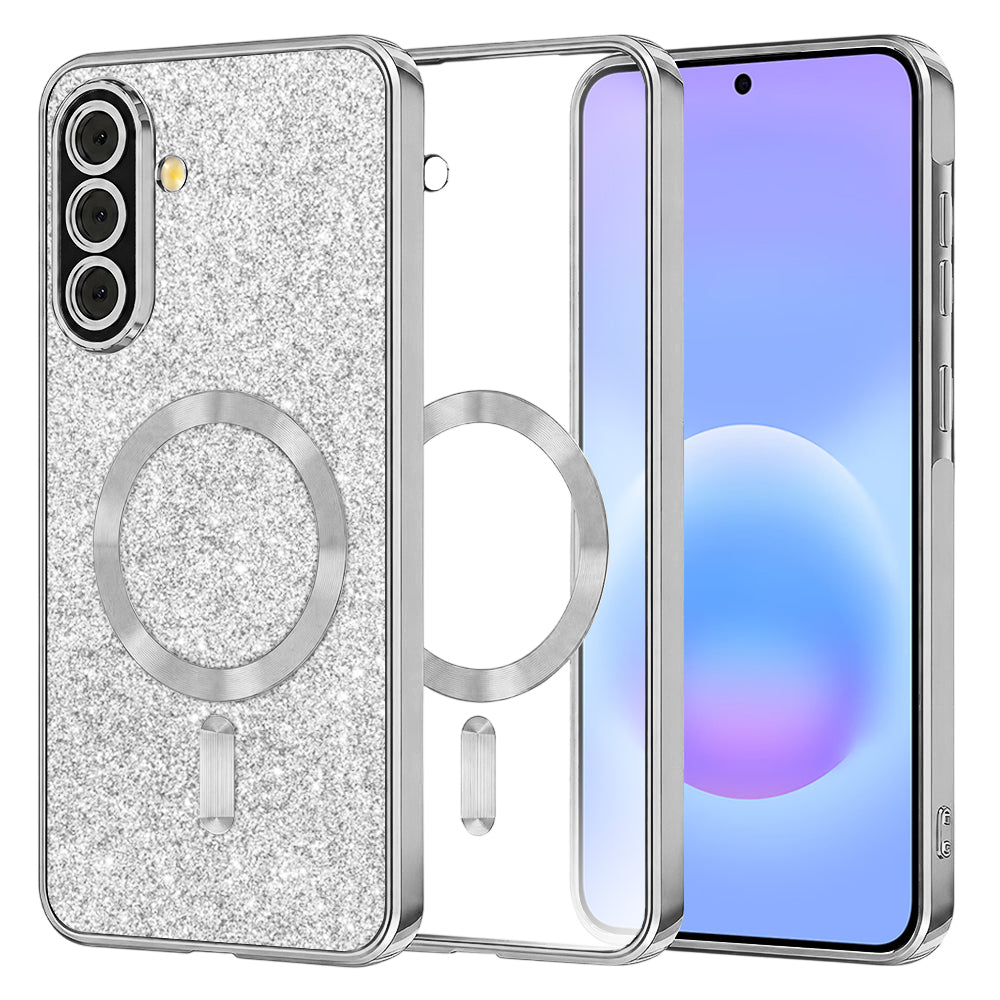 Husa de protectie Techsuit Luxury Glitter MagSafe compatibil cu Samsung Galaxy A57 5G, Argintiu