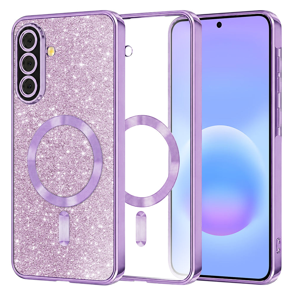 Husa de protectie Techsuit Luxury Glitter MagSafe compatibil cu Samsung Galaxy A57 5G, Mov deschis