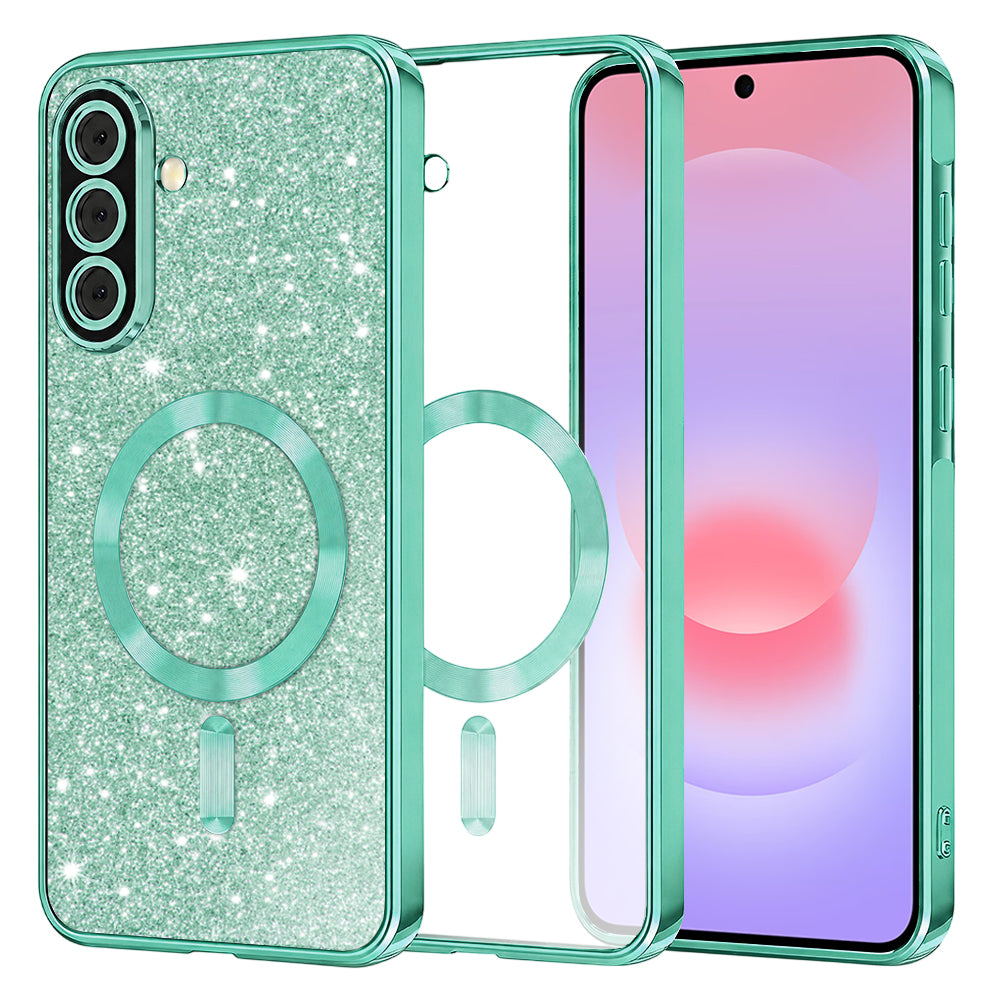 Husa de protectie Techsuit Luxury Glitter MagSafe compatibil cu Samsung Galaxy A37 5G, Verde deschis