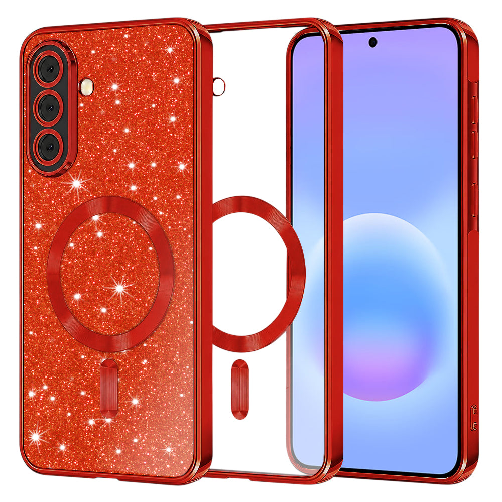 Husa de protectie Techsuit Luxury Glitter MagSafe compatibil cu Samsung Galaxy A57 5G, Roșu