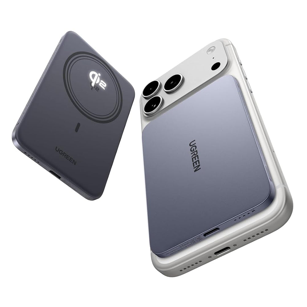 Baterie externa Ugreen PB580 (75984B), 5000mAh, Type-C, 15W Wireless, Gri