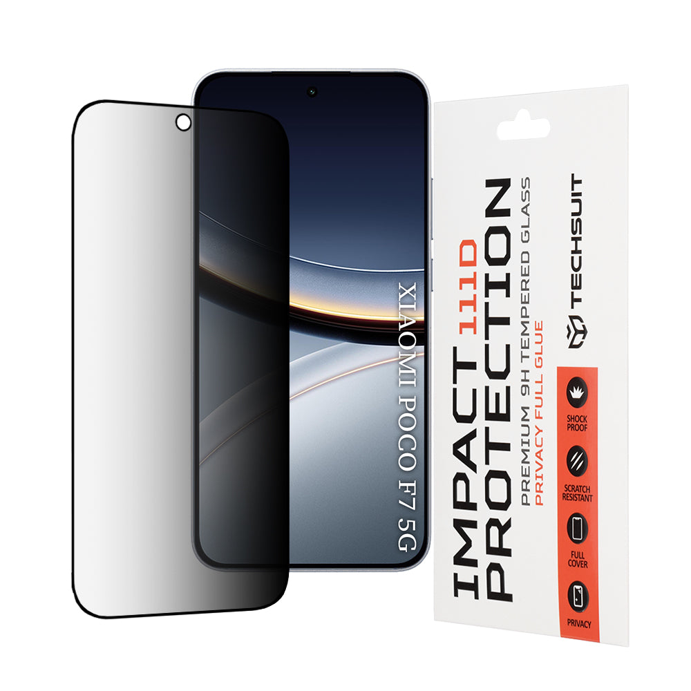 Folie de protectie Techsuit 111D Privacy Full Glue compatibil cu Xiaomi Poco F7, Negru