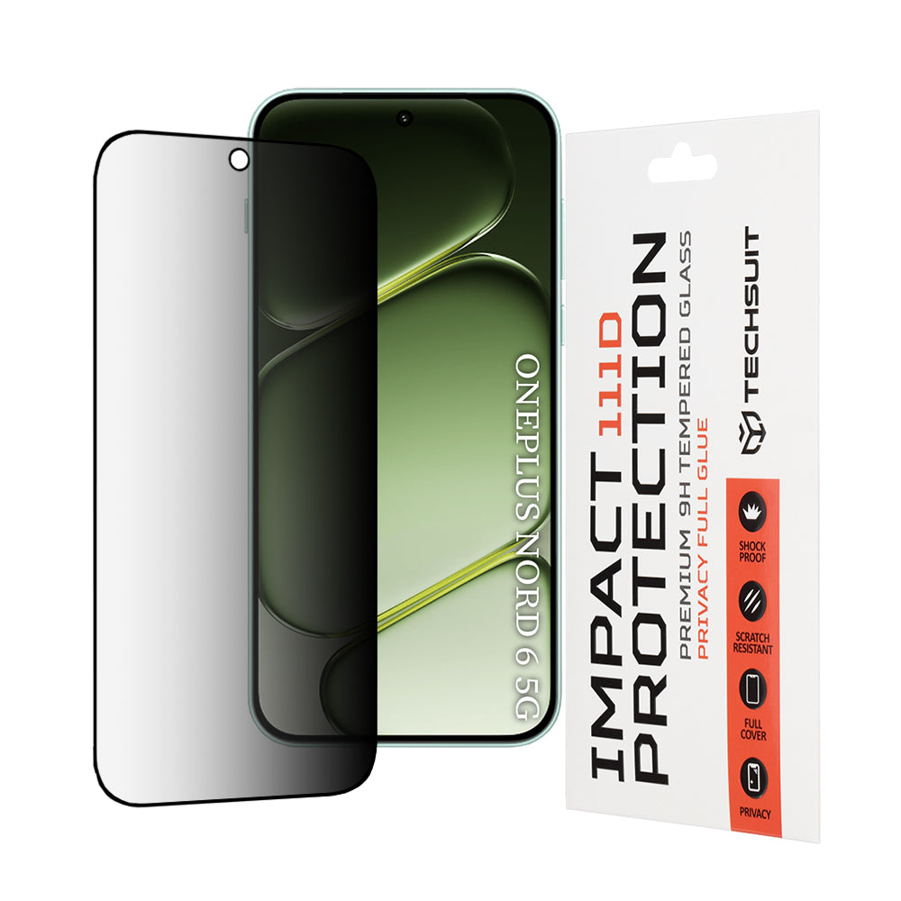 Folie de protectie Techsuit 111D Privacy Full Glue compatibil cu OnePlus Nord 6, Negru