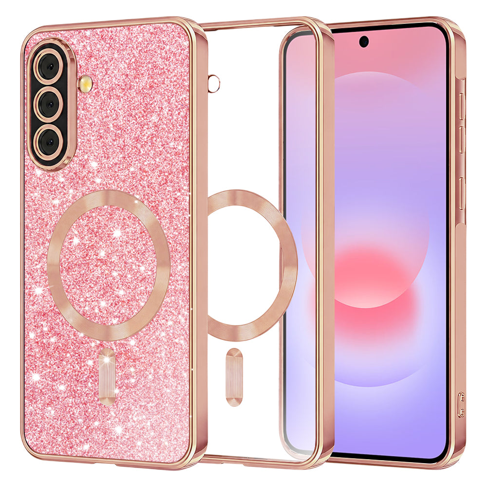 Husa de protectie Techsuit Luxury Glitter MagSafe compatibil cu Samsung Galaxy A37 5G, Roz Auriu