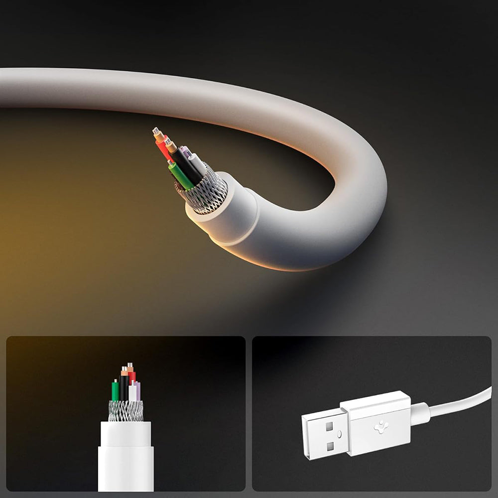 Cablu pentru Alimentare USB, Type-C, 60W, 480Mbps - Spigen Essential EB6015AC (ACA10413) - White