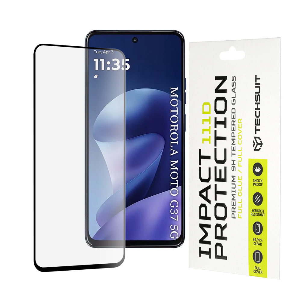 Folie de protectie Techsuit 111D Full Cover compatibil cu Motorola Moto G37 / G37 Power / G47, Negru