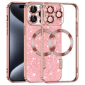 Husa de protectie Techsuit Luxury Glitter MagSafe compatibil cu iPhone 15 Pro, Roz Auriu