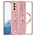 Husa de protectie Techsuit Luxury Glitter MagSafe compatibil cu Samsung Galaxy S21 FE 5G, Roz Auriu