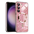 Husa de protectie Techsuit Luxury Glitter MagSafe compatibil cu Samsung Galaxy S23 Plus, Roz Auriu