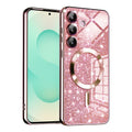 Husa de protectie Techsuit Luxury Glitter MagSafe compatibil cu Samsung Galaxy S25 Plus, Roz Auriu