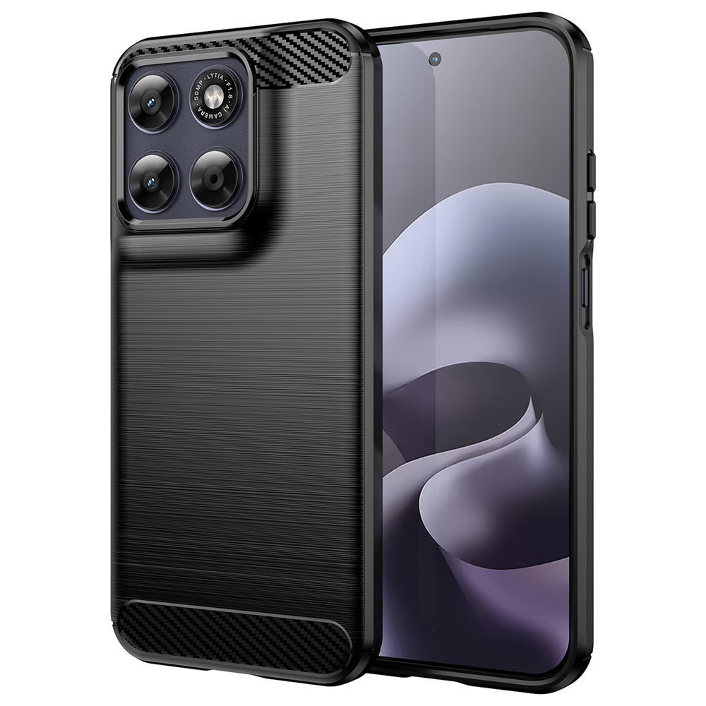Husa de protectie Techsuit Carbon Silicone compatibil cu Motorola Moto G87, Negru