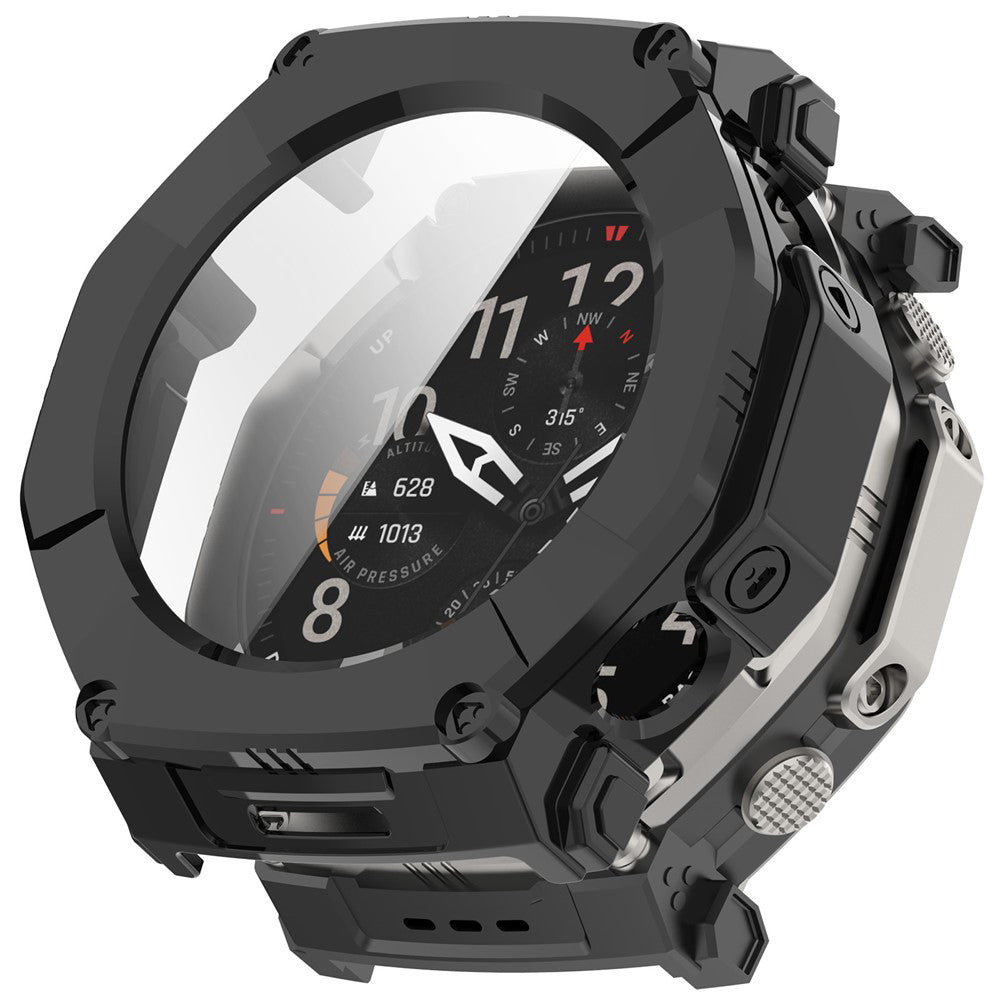Husa + Folie smartwatch Techsuit Defense360 Pro compatibil cu Amazfit T-Rex Ultra 2, Negru
