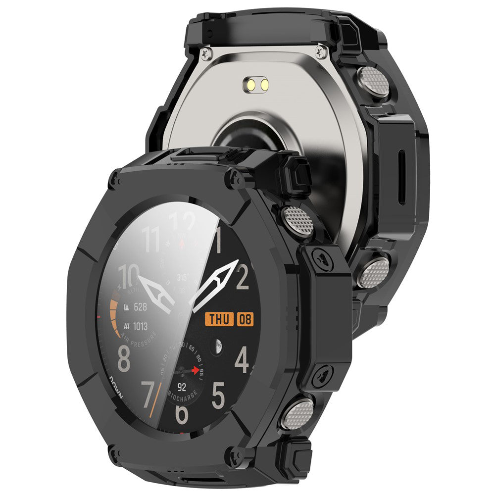 Husa + Folie smartwatch Techsuit Defense360 Pro compatibil cu Amazfit T-Rex Ultra 2, Negru