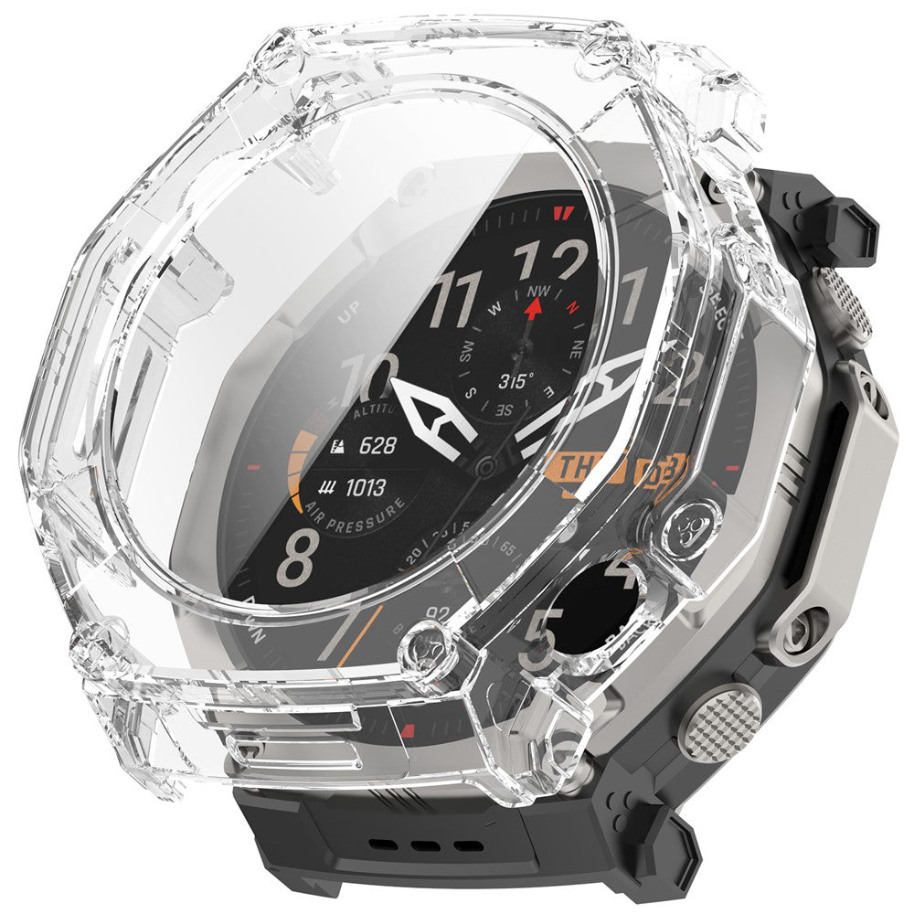 Husa + Folie smartwatch Techsuit compatibil cu Amazfit T-Rex Ultra 2, Transparent