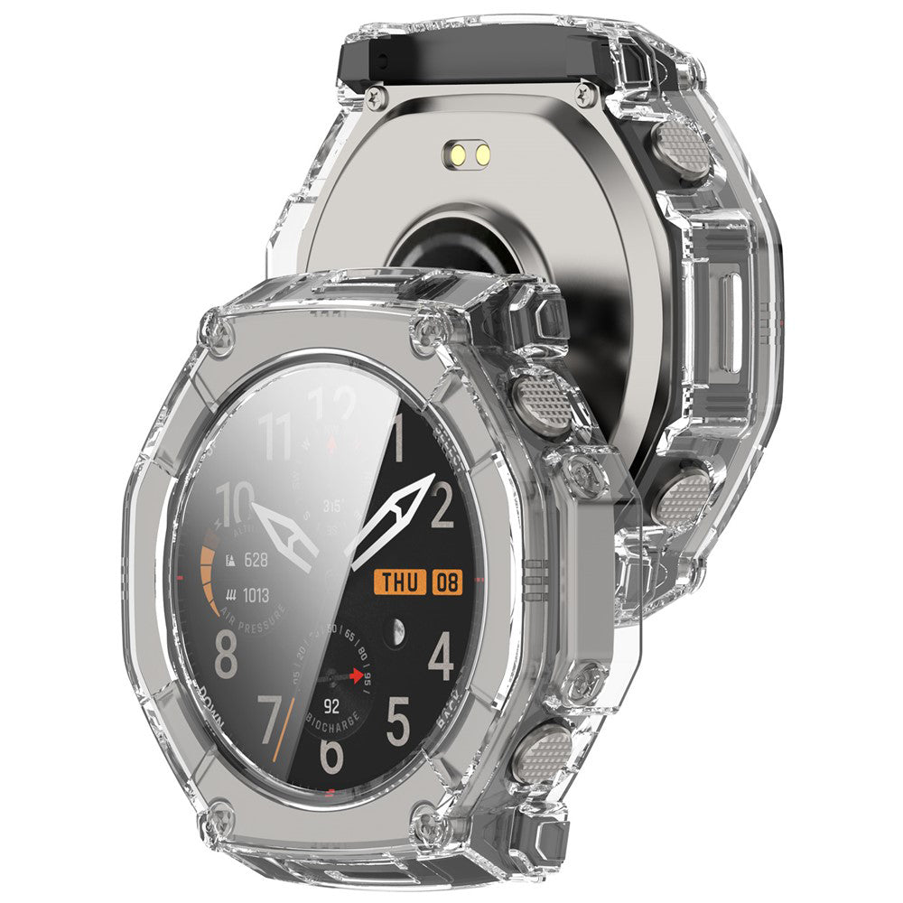 Husa + Folie smartwatch Techsuit compatibil cu Amazfit T-Rex Ultra 2, Transparent