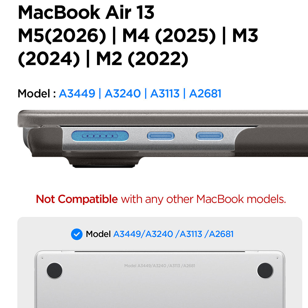 Husa laptop Spigen Airskin (ACS11531), MacBook Air 13" 2022, Policarbonat, Negru